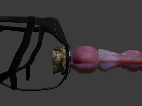 Lowpoly Harness Dragon Penis Sextoy Rigged 3D Model
