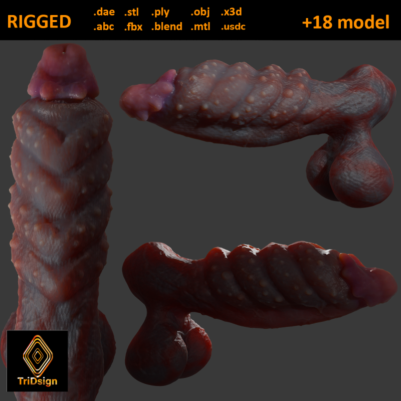 Bulgra Demon Penis Sextoy Rigged 3D-Modell .c4d .max .obj .3ds .fbx .stl .blend
