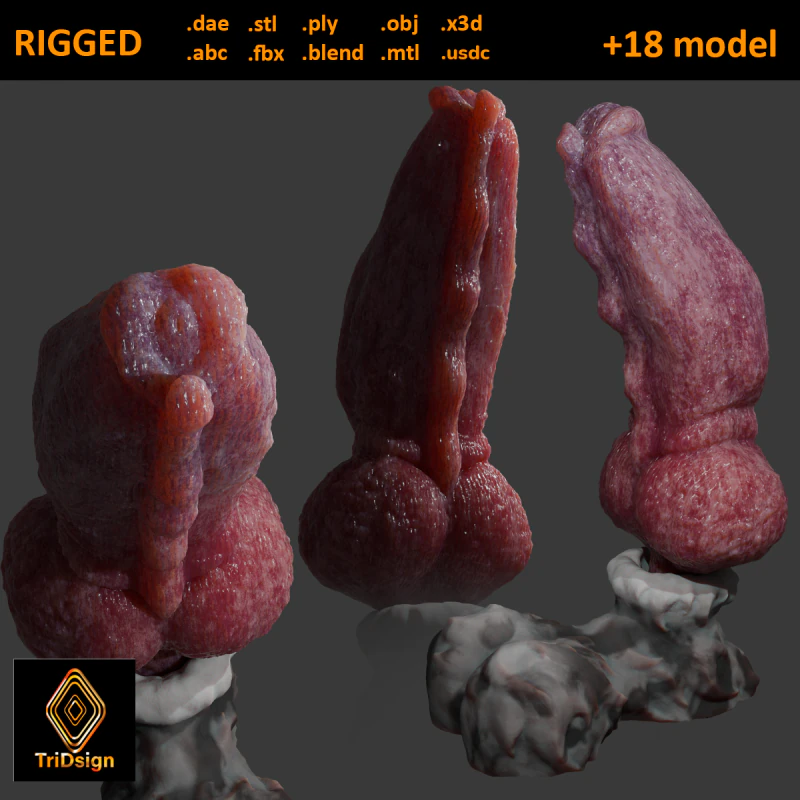 Krugish Monster Dog P&ecirc;nis Sextoy Rigged Modelo 3D .c4d .max .obj .3ds .fbx .stl .blend 