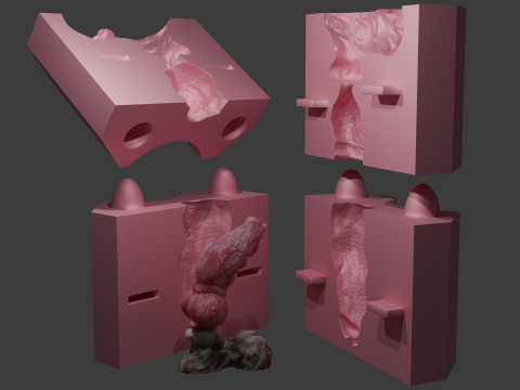 Print Ready Krugish Monster Dog Penis Sextoy Mold 3D-Modell