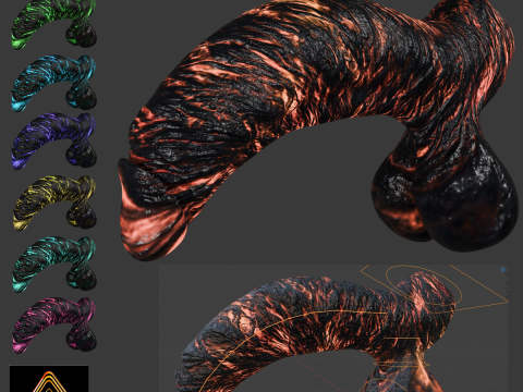 Lava Penis Lowpoly Rigged 3D Model