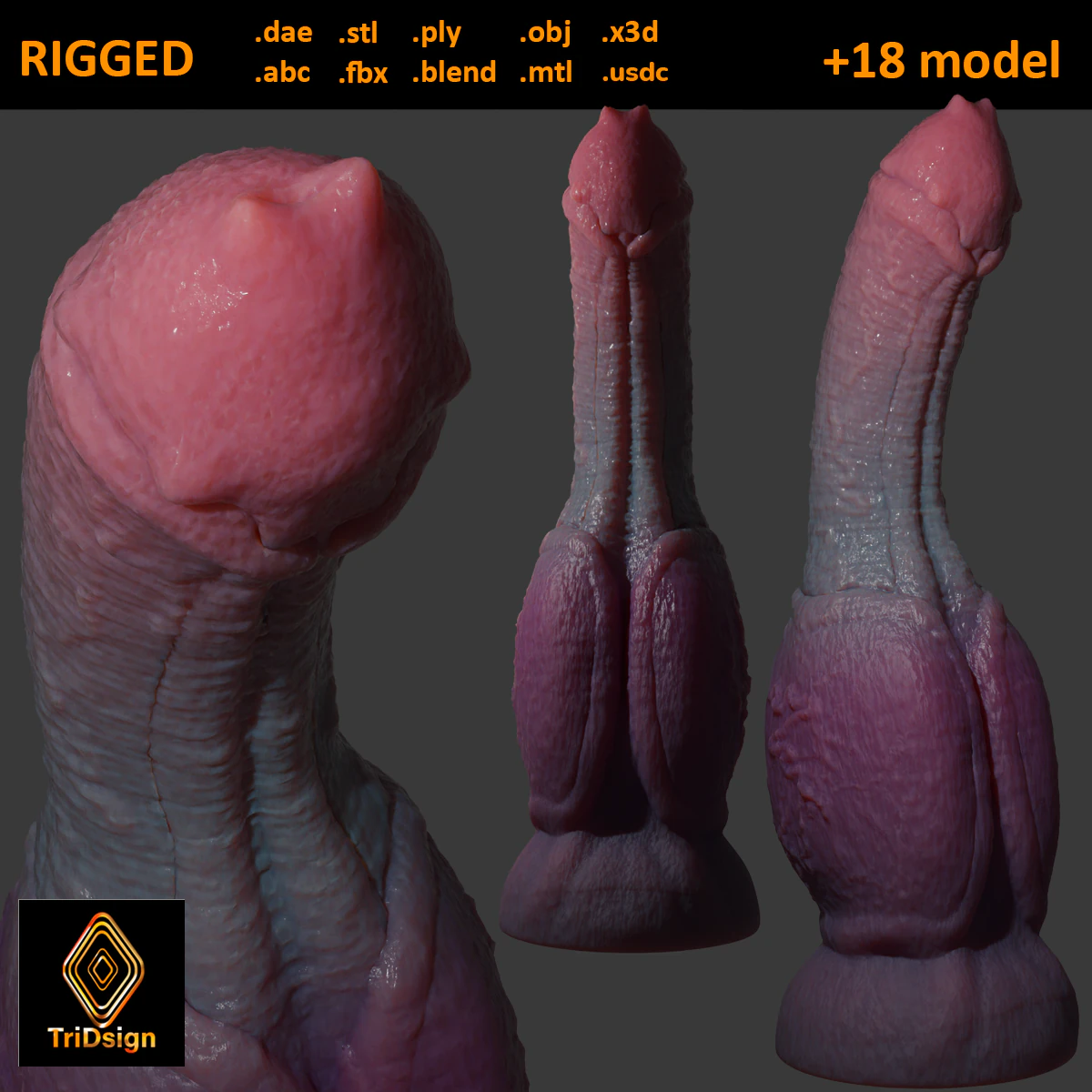 Lahrin Monster Penis Sextoy Rigged 3D Model .c4d .max .obj .3ds .fbx .stl .blend 