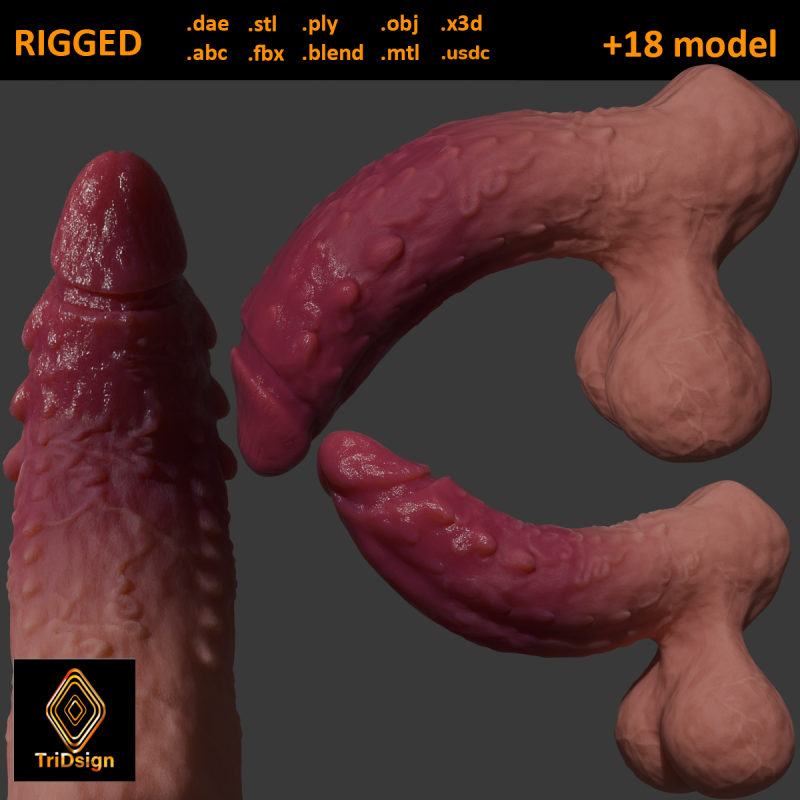 Ferinan Monster Penis Sextoy Rigged 3D Model .c4d .max .obj .3ds .fbx .stl .blend