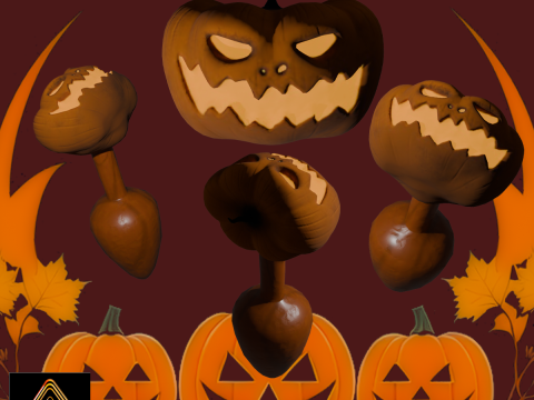 Spooky Pumpkin Plug Lowpoly Sextoy 3D Model