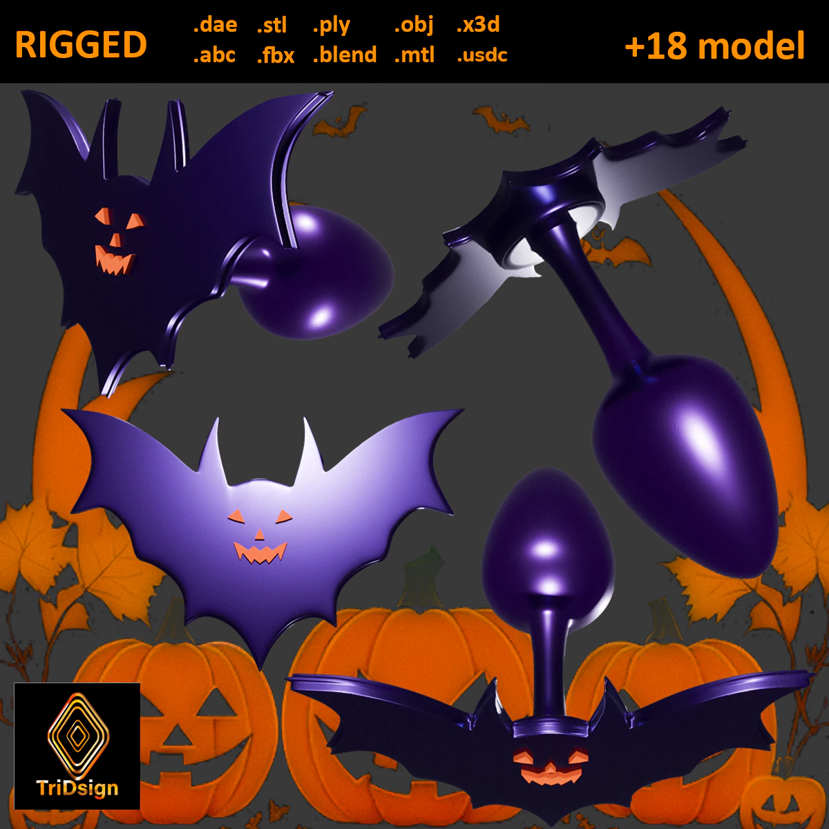 Spooky Batplug Sextoy 3D Model .c4d .max .obj .3ds .fbx .stl .blend 