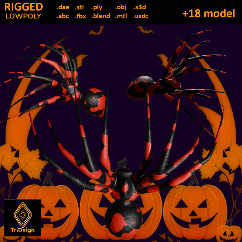Spooky Spider Plug Sextoy lowpoly 3D Модель .c4d .max .obj .3ds .fbx .stl .blend