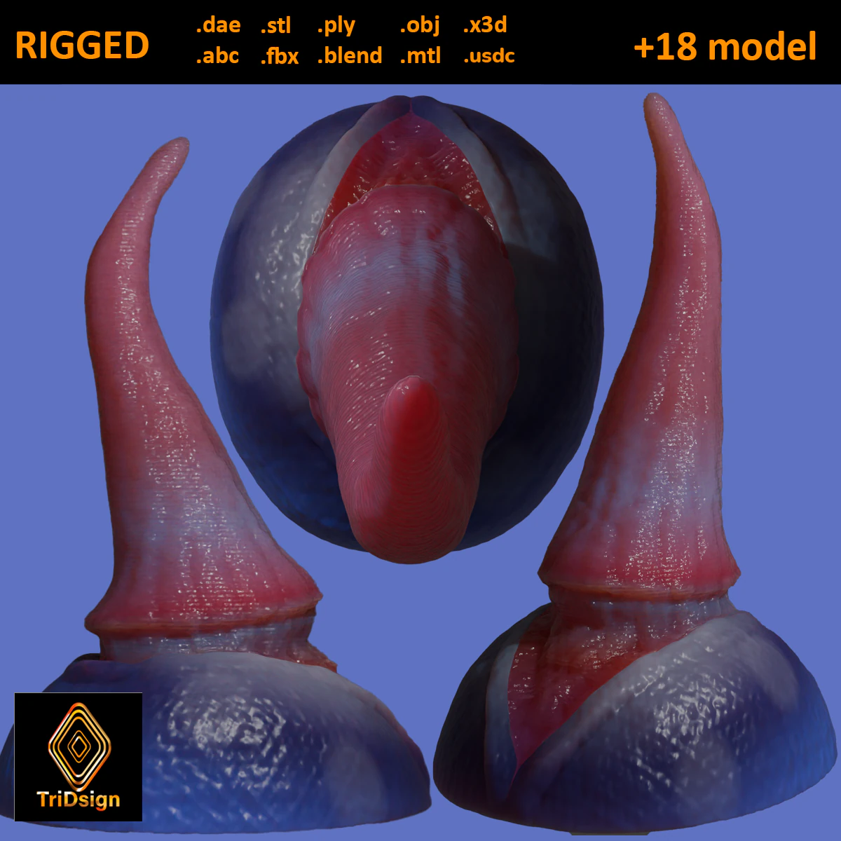 Fizz Fantasy Penis Sextoy Rigged 3D Model .c4d .max .obj .3ds .fbx .stl .blend 