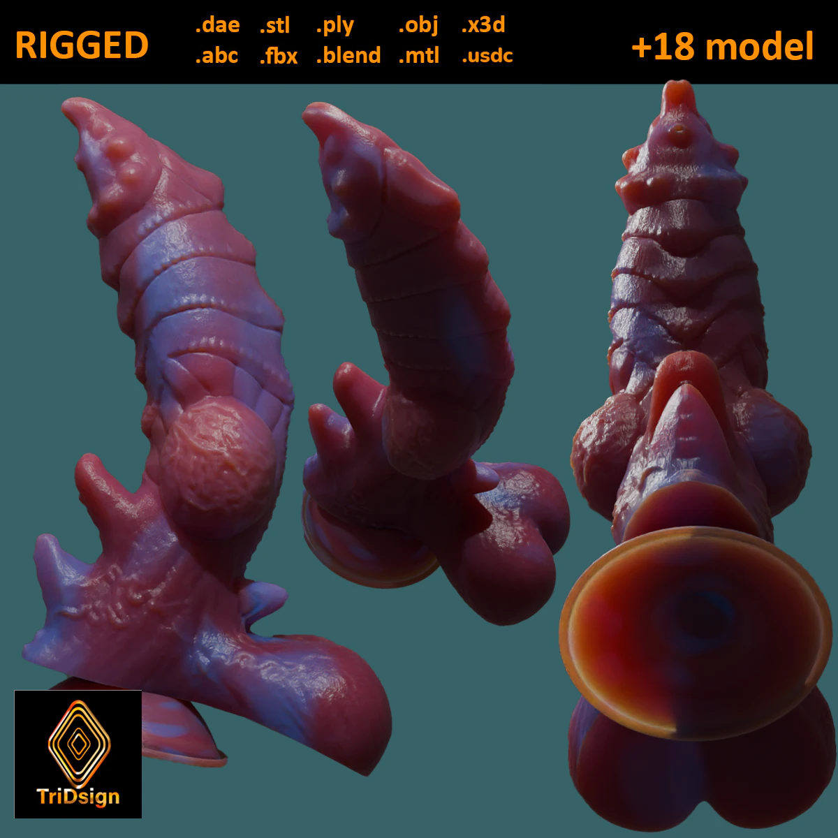 Fantasy Dragon Penis Sextoy Azerrath Rigged 3D Model .c4d .max .obj .3ds .fbx .stl .blend 