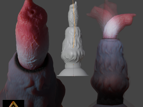 Sheathed Dog Penis Sextoy Rigged 3D Model