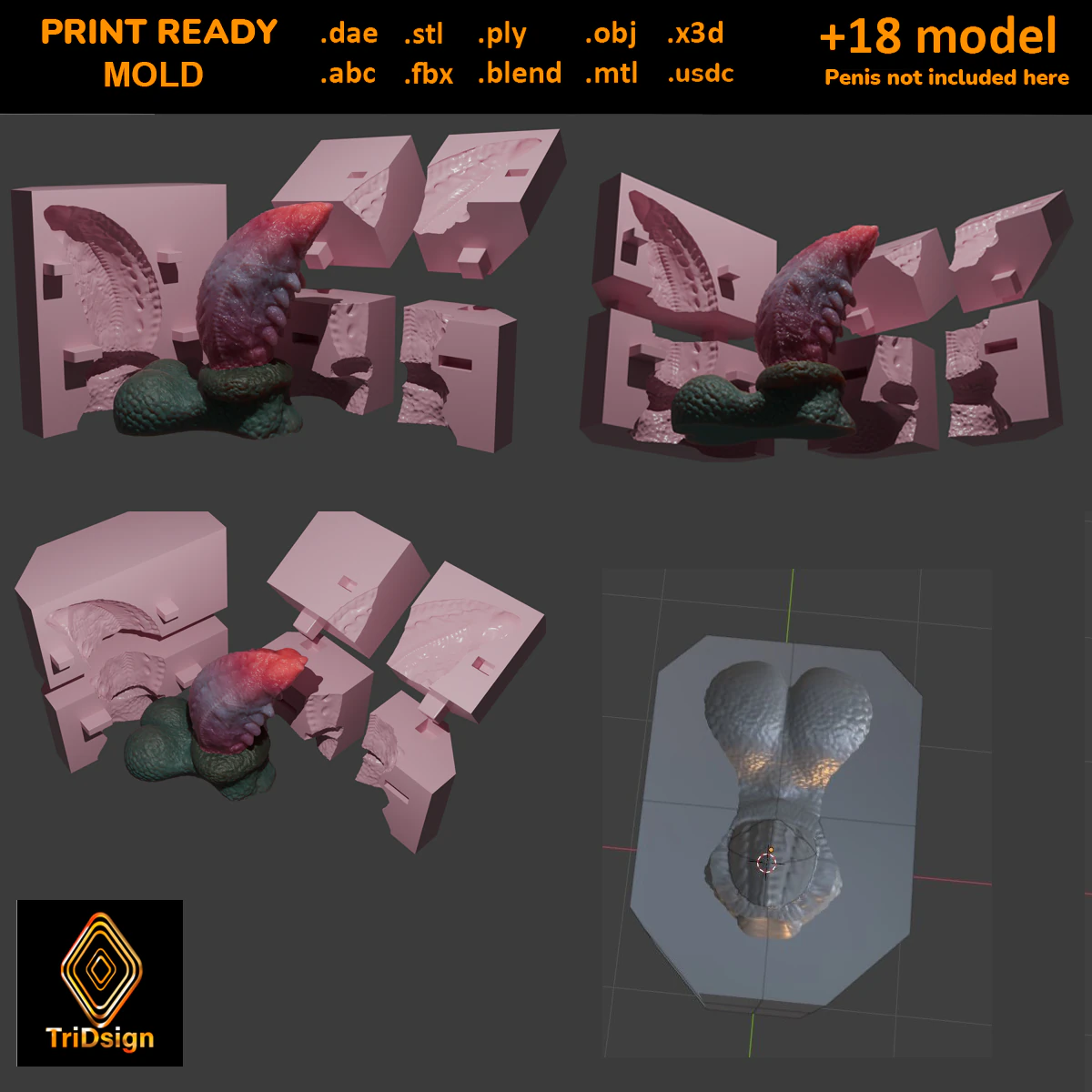 Sheathed Dog Penis Sextoy Rigged 3D Model .c4d .max .obj .3ds .fbx .stl .blend 