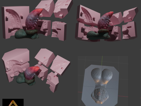 Sheathed Dog Penis Sextoy Rigged 3D Model