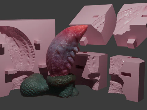 Sheathed Dog Penis Sextoy Rigged 3D Model
