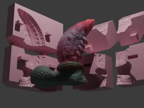 Sheathed Dog Penis Sextoy Rigged 3D Model