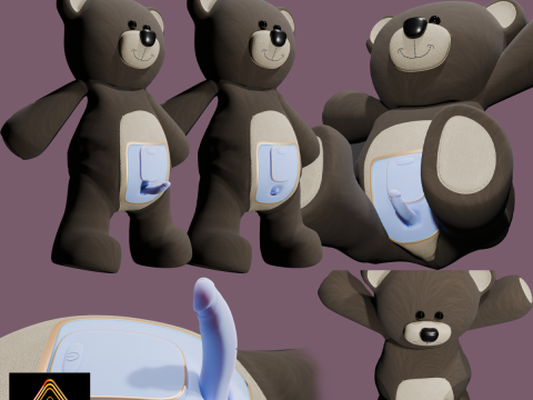 Teddy Bear Sextoy Machine Animated and Rigged 3D Модель