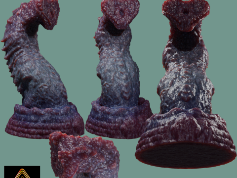 Fantasy Nogran Dragon Penis Sextoy Lowpoly Rigged 3D Model