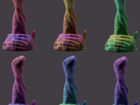 Zinitrox Alien Penis Sextoy Low Poly Rigged and Animated 3D 模型