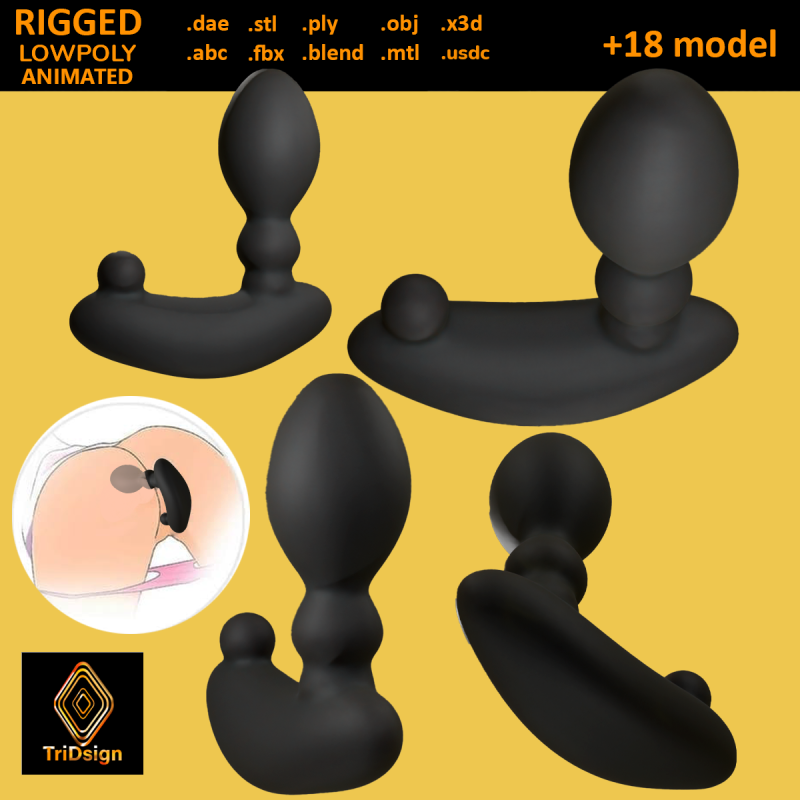 Plug Vibrator Sextoy Low Poly Rigged 3D Модель .c4d .max .obj .3ds .fbx .stl .blend
