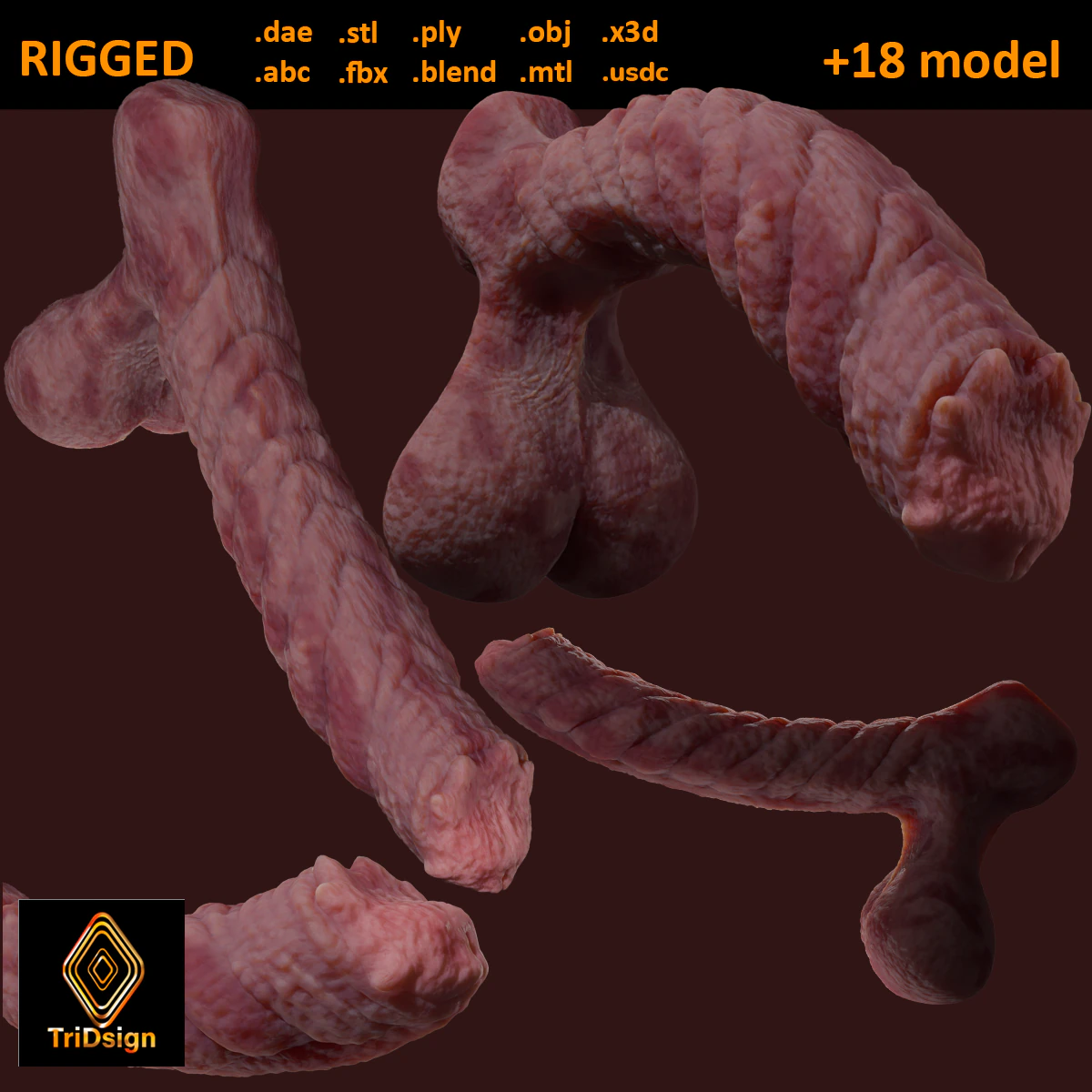 Kuragoth Demon Penis Sextoy Rigged 3D Model .c4d .max .obj .3ds .fbx .stl .blend 