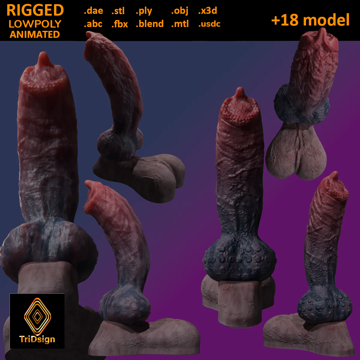 Fantasy D&eacute;mon Loup P&eacute;nis Sextoy Modèle 3D .c4d .max .obj .3ds .fbx .stl .blend 