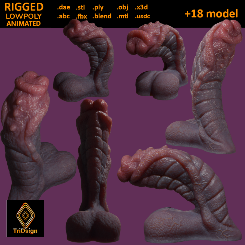 Fantasy Sevanor Dragon Penis Sextoy Rigged 3D 模型 .c4d .max .obj .3ds .fbx .stl .blend