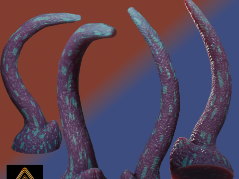 Fantasy Long Alien Tentacle Rigged 3D Model