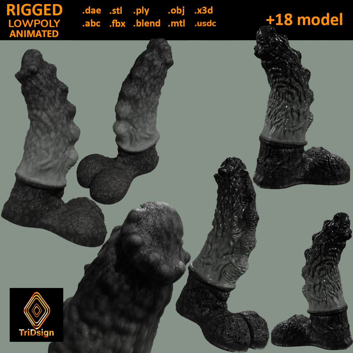 Holgarth Dragon Penis Sextoy Rigged 3D Model .c4d .max .obj .3ds .fbx .stl .blend