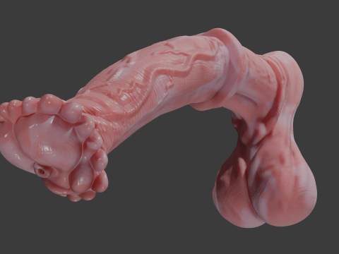 Albino Horse Penis Sextoy Rigged 3D Model