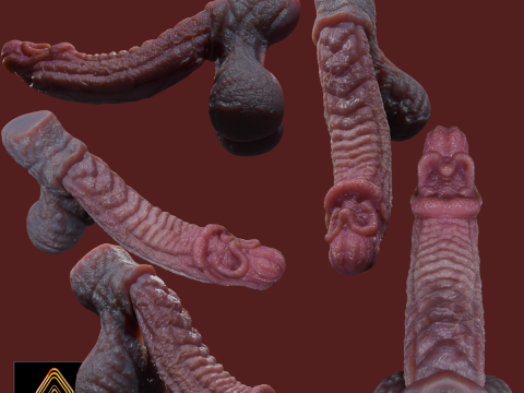 Birmal Monster Penis Sextoy Lowpoly Modelo 3D