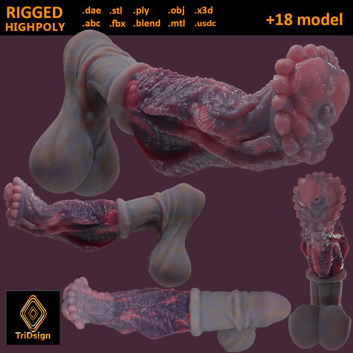 Fantasy Dragon Horse Monster Penis Rigged 3D Model .c4d .max .obj .3ds .fbx .stl .blend 