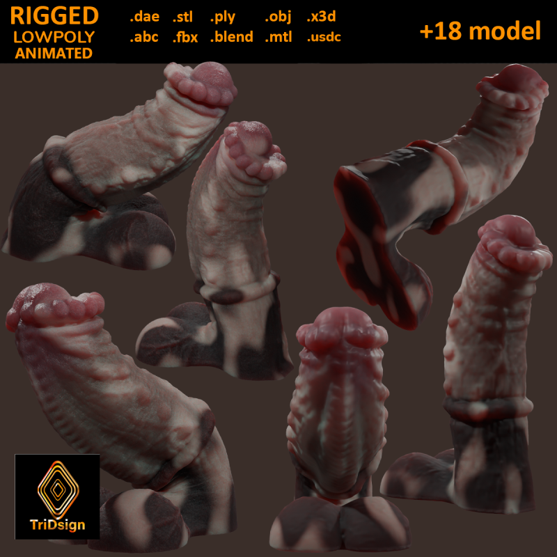 Fantasy Minotaur Penis Sextoy Rigged 3D Модель .c4d .max .obj .3ds .fbx .stl .blend