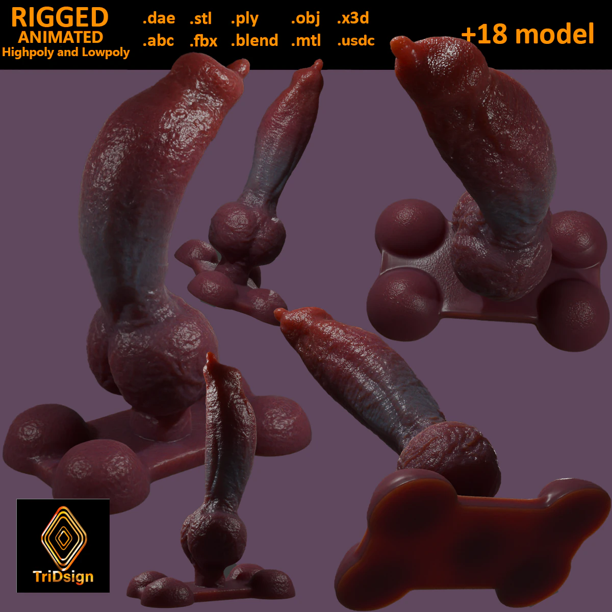 Knotplug Plug P&ecirc;nis Sextoy Rigged Modelo 3D .c4d .max .obj .3ds .fbx .stl .blend 