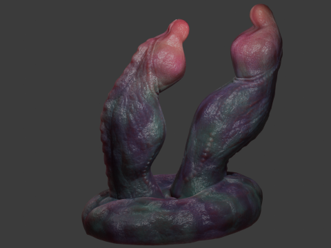 Fantasy Twin Dragon Penis Furry Sextoy Model 3D