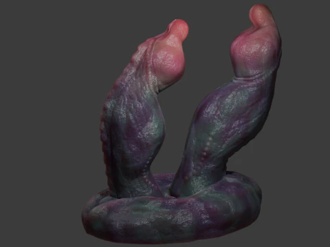 Fantasy Twin Dragon Penis Furry Sextoy 3D Model