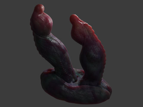 Fantasy Twin Dragon Penis Furry Sextoy Model 3D