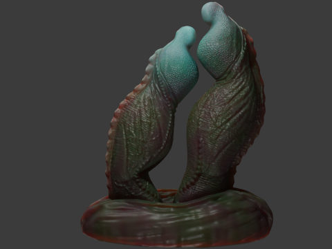Fantasy Twin Dragon Penis Furry Sextoy Model 3D