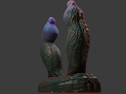 Fantasy Twin Dragon Penis Furry Sextoy Model 3D