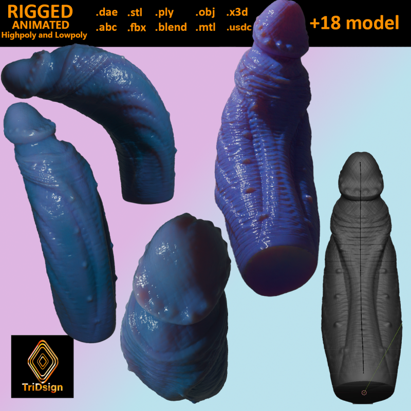 Minros Azure Demon Penis Sextoy Rigged 3D 모델 .c4d .max .obj .3ds .fbx .stl .blend 