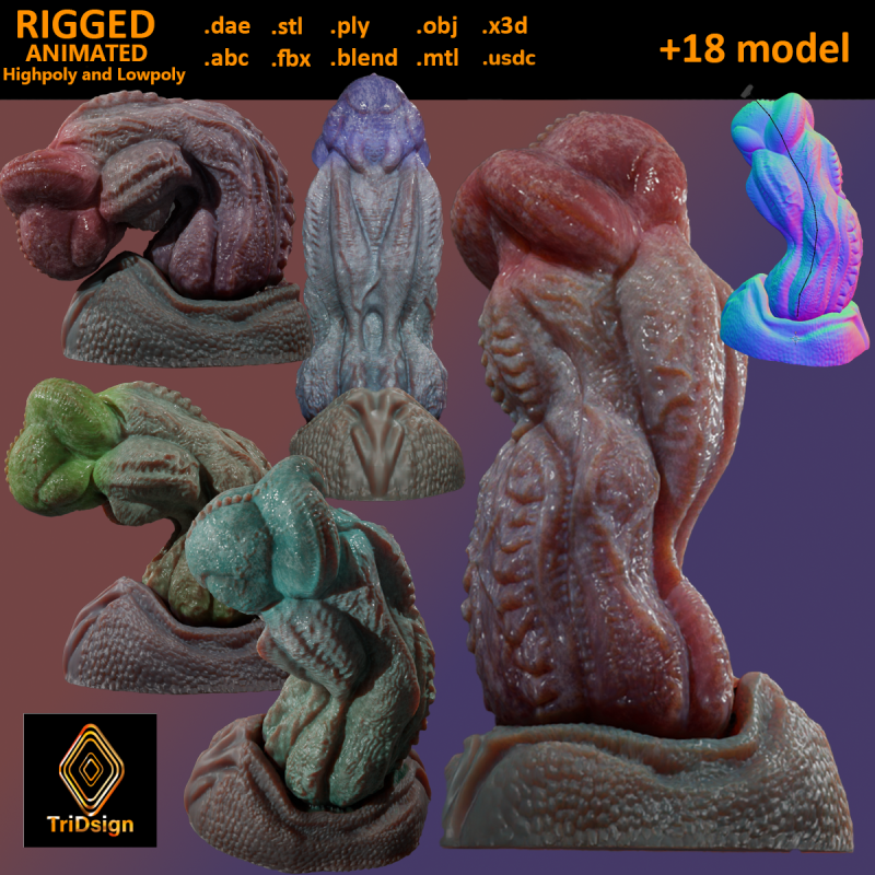 Dragon King Penis Sextoy Rigged 3D Model .c4d .max .obj .3ds .fbx .stl .blend