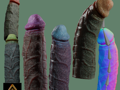 Lizardman Penis Sextoy Rigged 3D Model