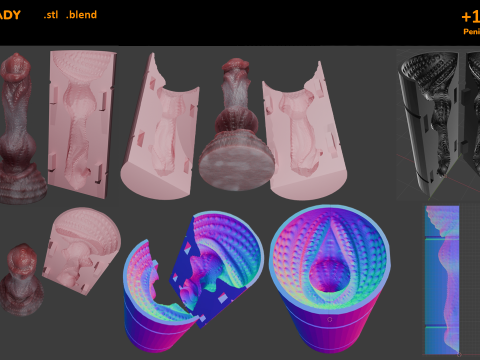 Alatruz Printready Fantasy Penis Sextoy Mold Model 3D