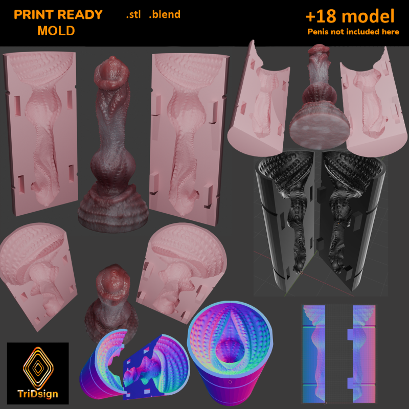 Alatruz Printready Fantasy Penis Sextoy Mold Model 3D .c4d .max .obj .3ds .fbx .stl .blend 
