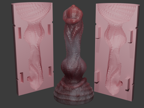 Alatruz Printready Fantasy Penis Sextoy Mold Model 3D