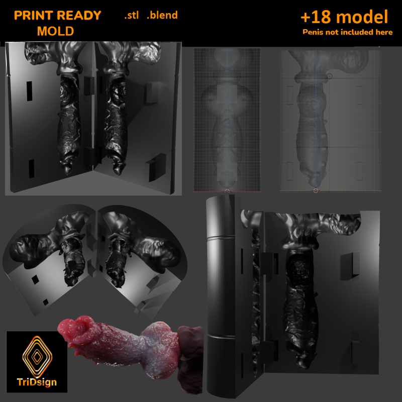 Print Ready Hellhound Dog Penis Mold Model do druku 3D .c4d .max .obj .3ds .fbx .stl .blend