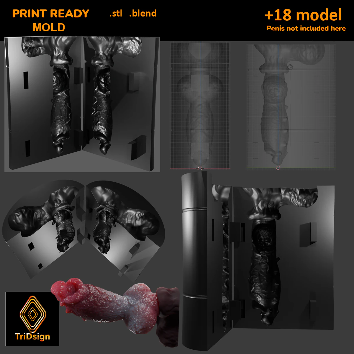 Print Ready Hellhound Dog Penis Mold 3D Print Model .c4d .max .obj .3ds .fbx .stl .blend