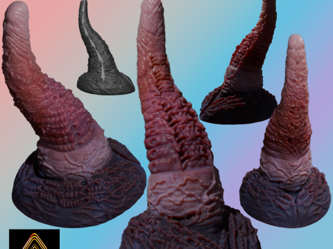 Alien Tentacle Sextoy Rigged Lowpoly and Highpoly 3D Model