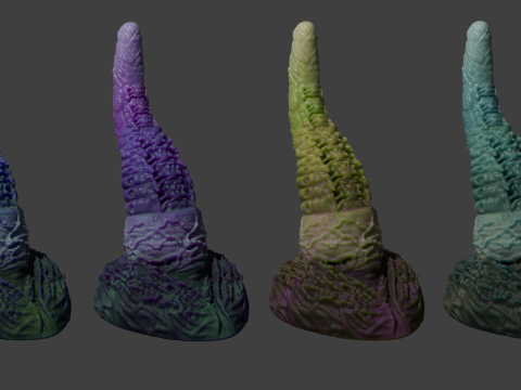 Alien Tentacle Sextoy Rigged Lowpoly and Highpoly 3D Model