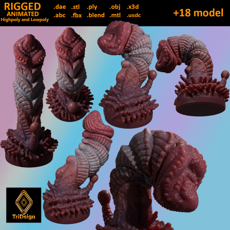 Zorriox Dragon Penis Sextoy Rigged 3D 模型 .c4d .max .obj .3ds .fbx .stl .blend