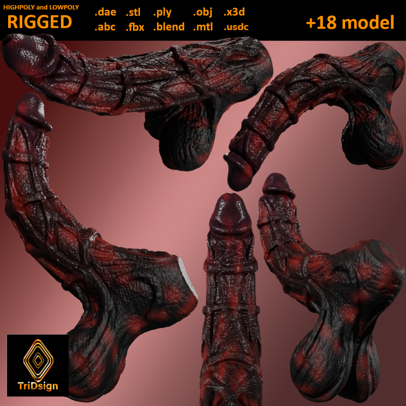 Molgrith Demon Penis Sextoy Rigged 3D Модель .c4d .max .obj .3ds .fbx .stl .blend 