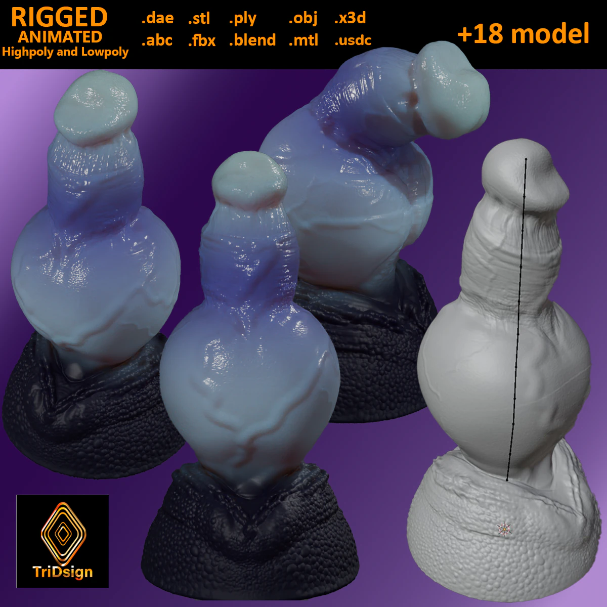 Tork Fantasy Dragon Penis Sextoy Rigged 3D Model .c4d .max .obj .3ds .fbx .stl .blend 