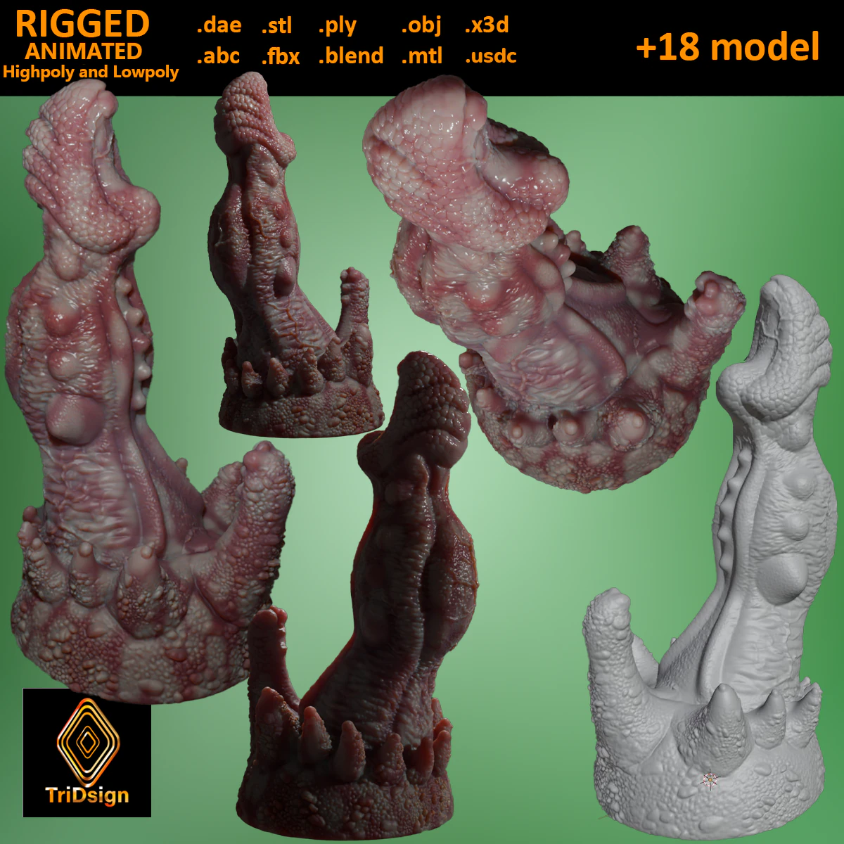 Fantasy Rosagante Dragon Penis Sextoy 3D Model .c4d .max .obj .3ds .fbx .stl .blend